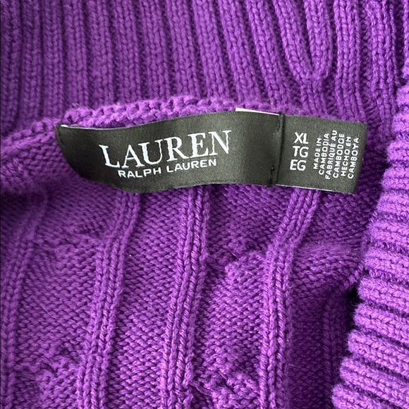 Ralph Lauren Purple Cable Knit Cardigan with Buckle - Picture 2 of 8